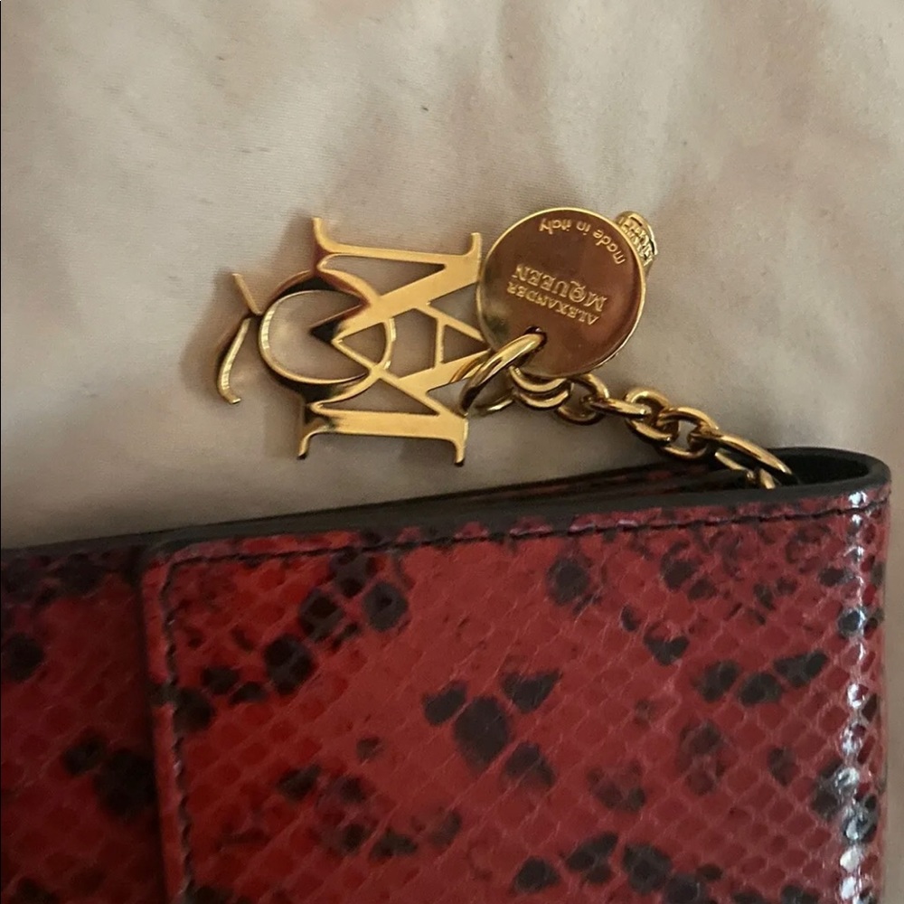 Authentic Alexander Mcqueen Red Python Envelop Cl… - image 3